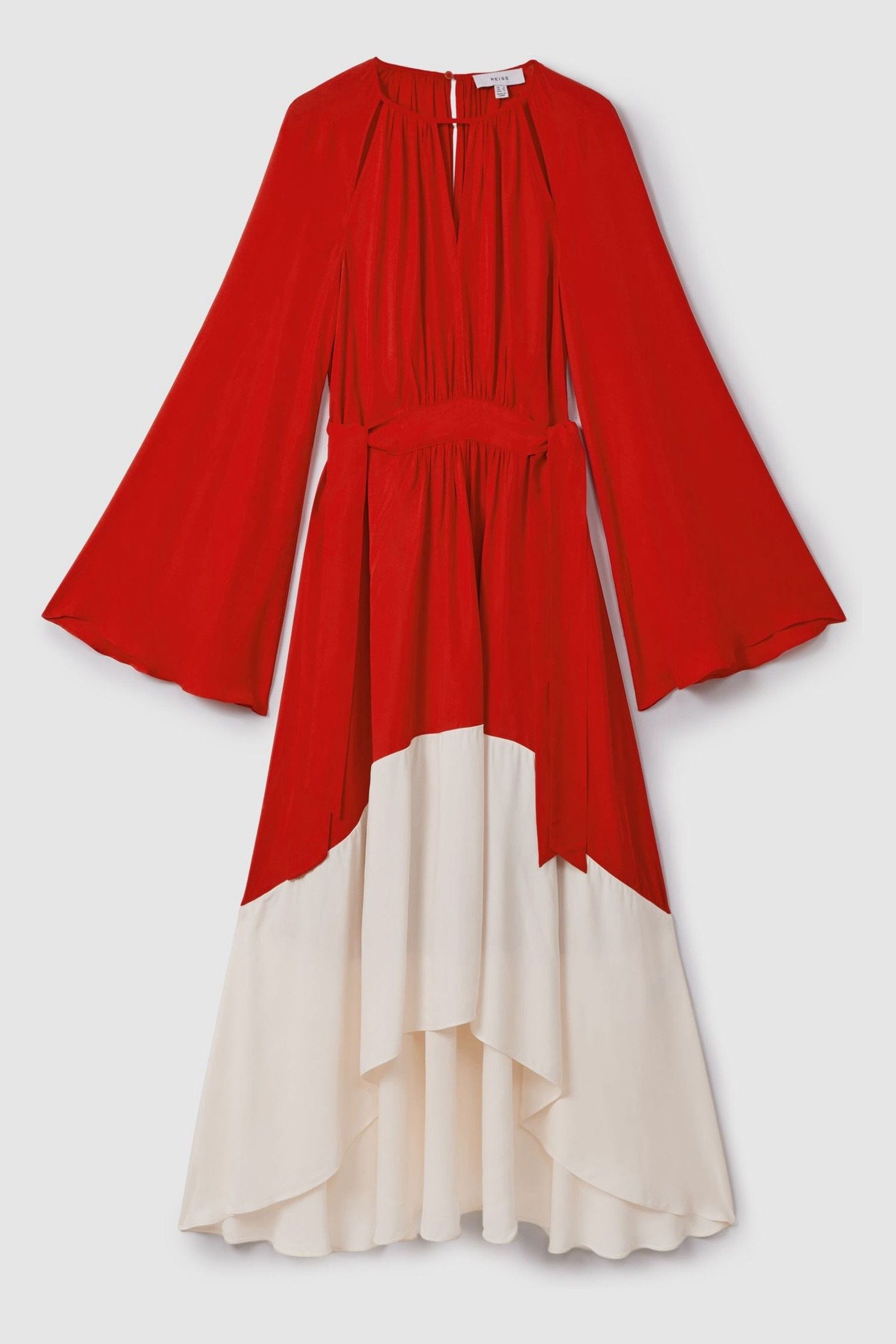 Red and online cream dress