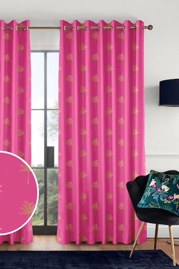 Sara Miller Pink Small Palm Made to Measure Curtains