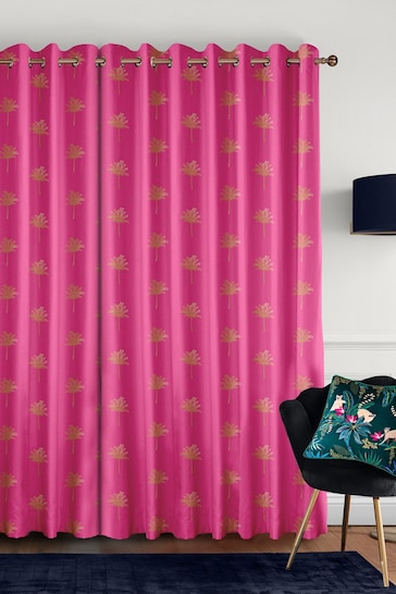Sara Miller Pink Small Palm Made to Measure Curtains
