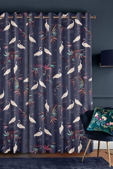 Sara Miller Smoke Blue Heron Made to Measure Curtains
