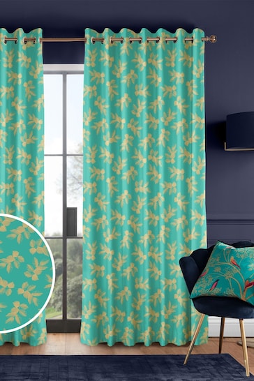 Sara Miller Green Etched Leaves Made to Measure Curtains