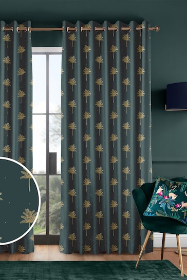 Sara Miller Forest Green Small Palm Made to Measure Curtains