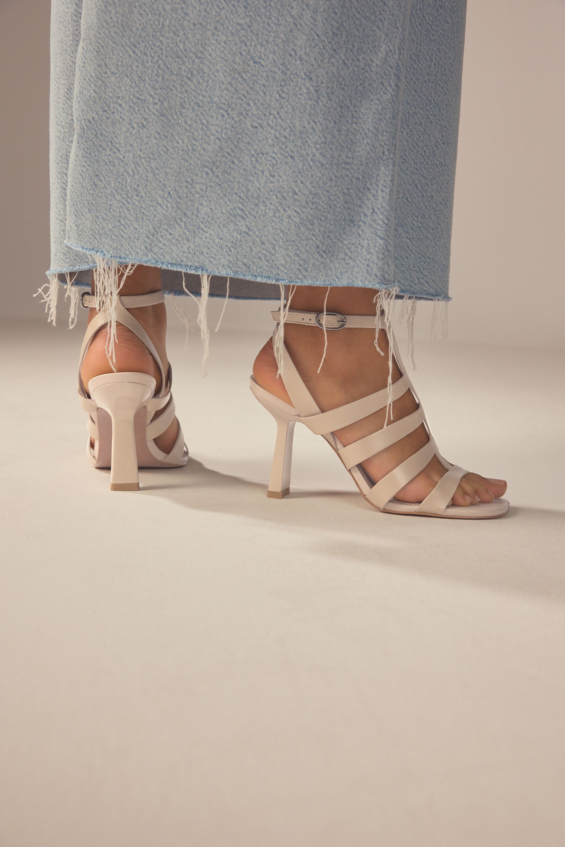 Beige caged heels online