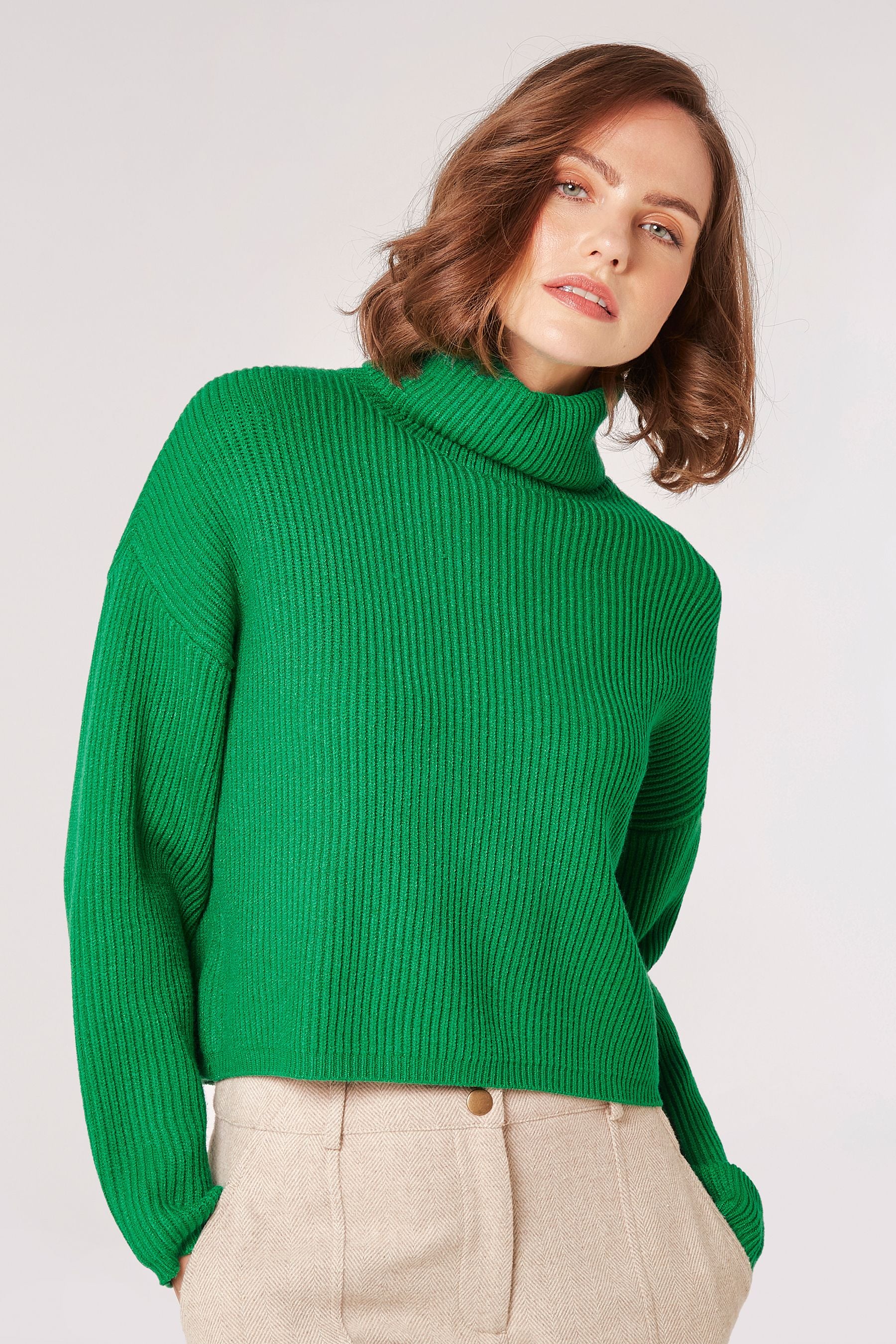 Cropped high neck jumper top
