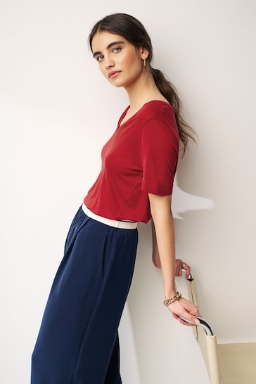 Red Slouch V-Neck T-Shirt