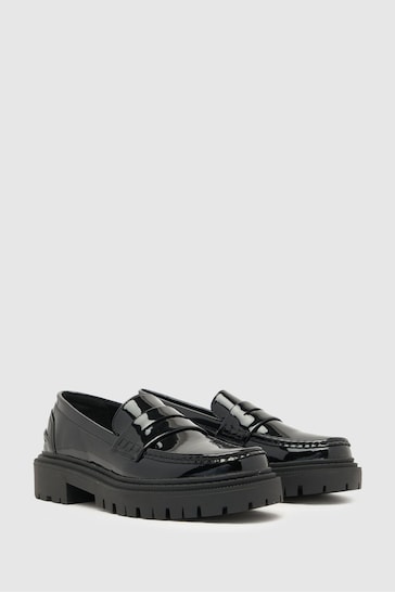 Schuh Lexis Patent Chunky Black Loafers