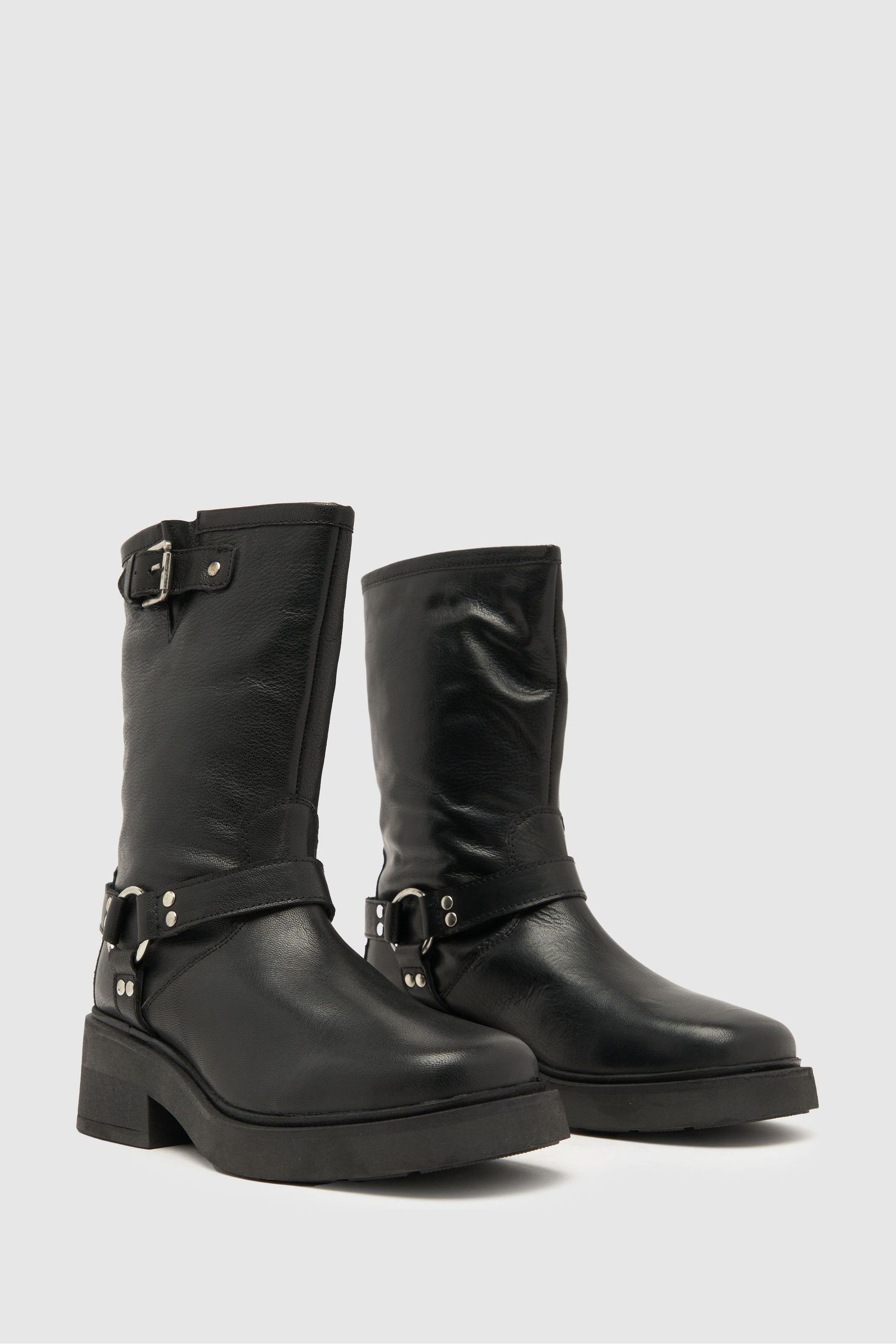 Office ashleigh black leather calf croc boots clearance