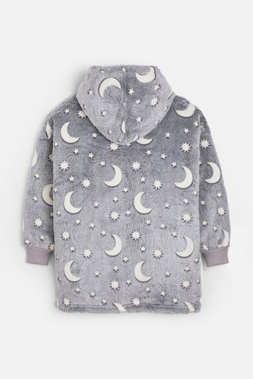 Alphabet Oversized Kids Grey Personalised Glow In The Dark Hooded Blanket