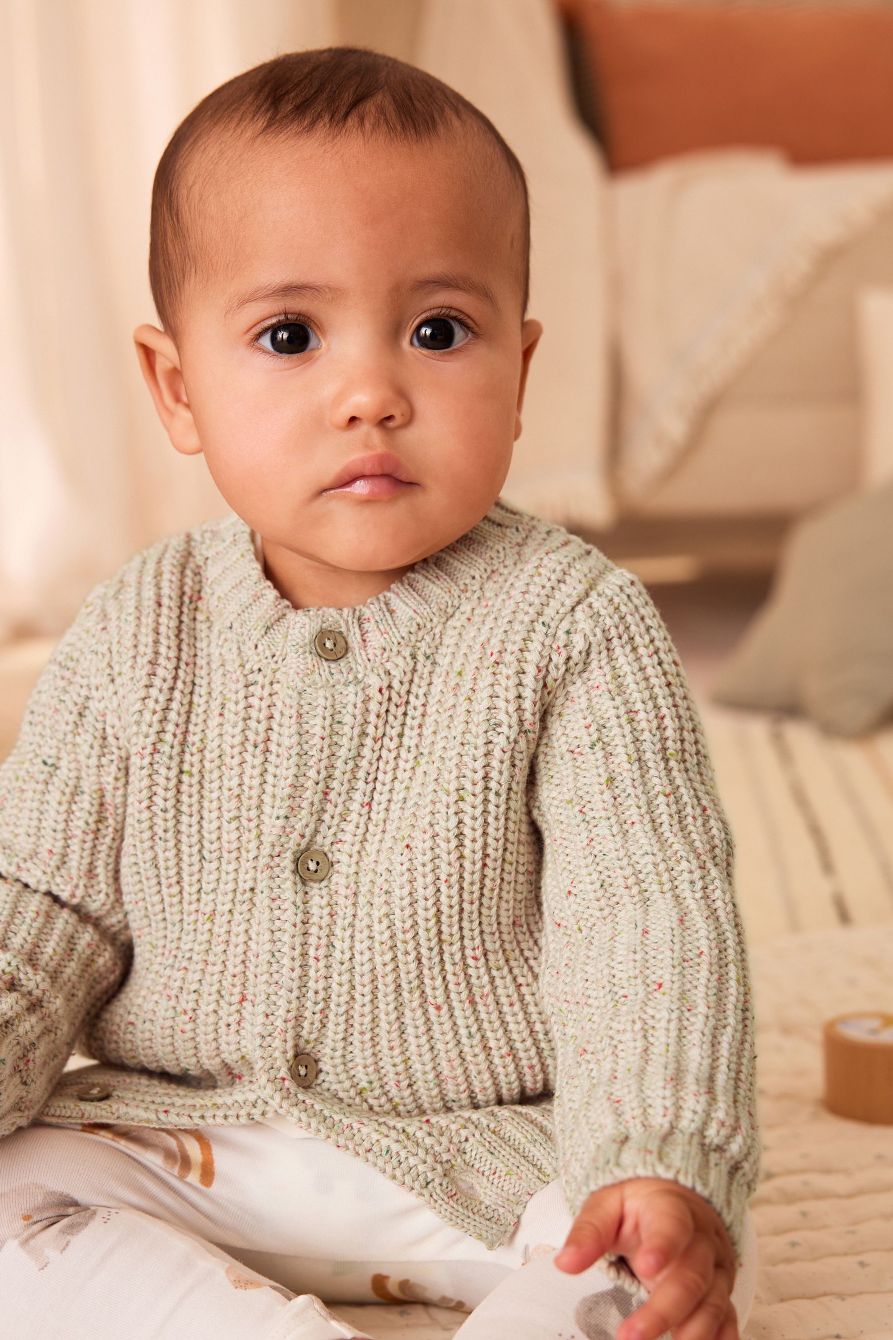 Cream Milk Club 100 Cotton Chunky Knitted Embroidered Baby Cardigan