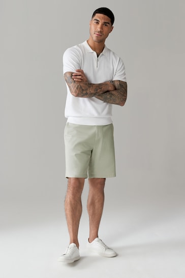 Light Green Straight Fit Stretch Chinos Shorts