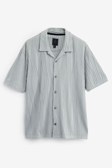 Light Grey Textured Jersey Short Sleeve Shirt