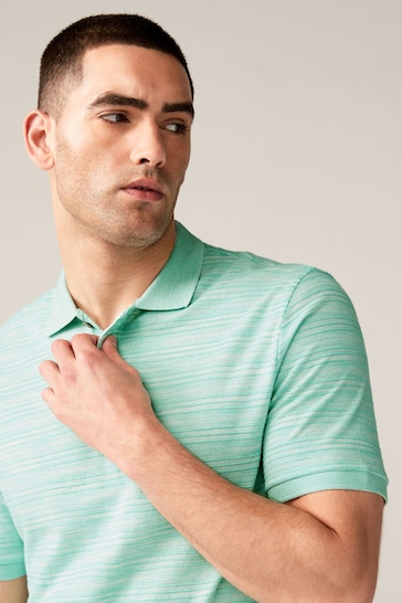 Mint Green Textured Polo Shirt