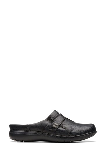 Clarks Black Leather Un Loop Ease Shoes