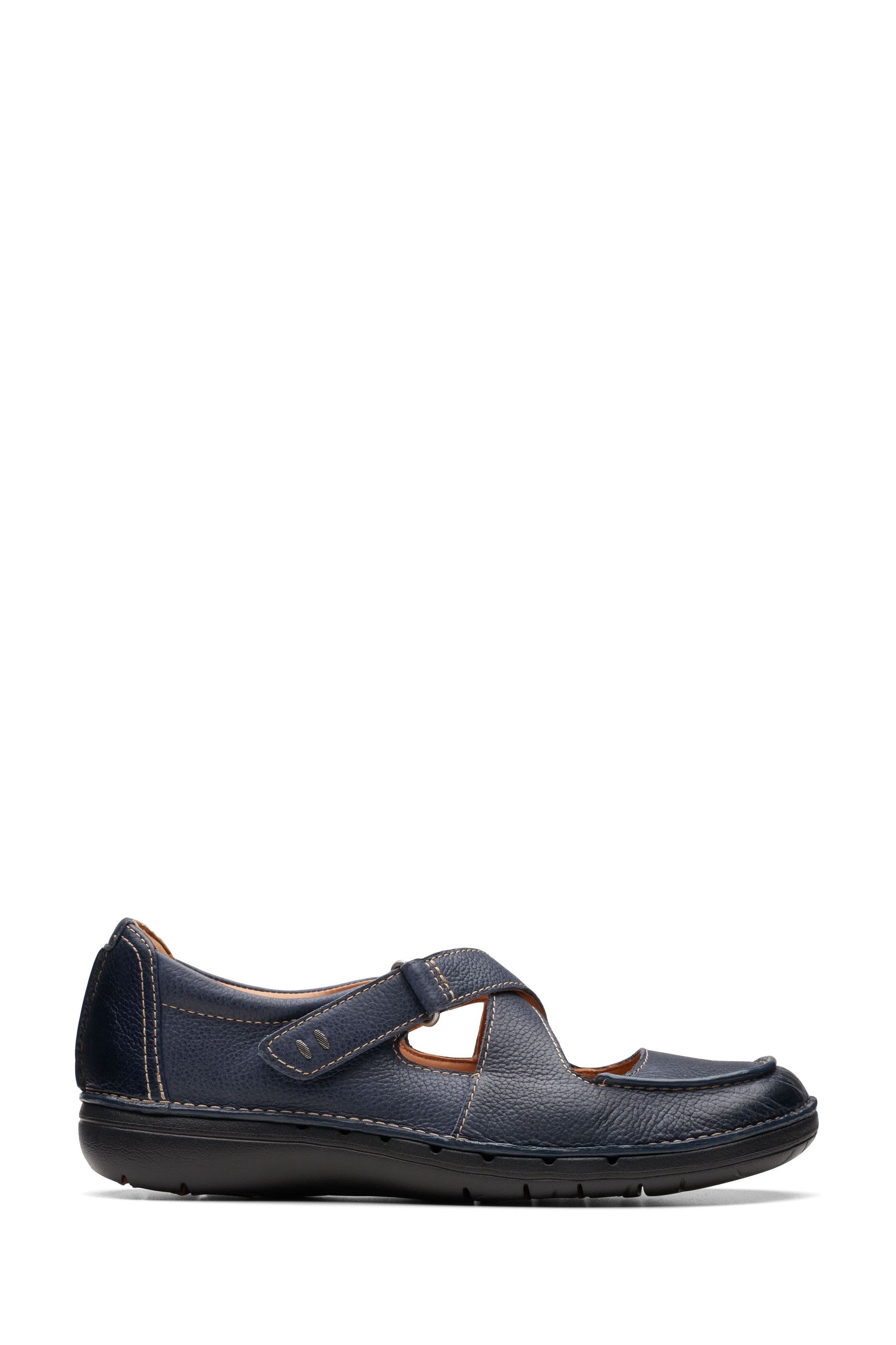 Clarks Blue Leather Un Loop Strap Shoes