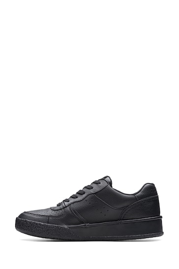Clarks Black Leather Craft Cup Court Shoes