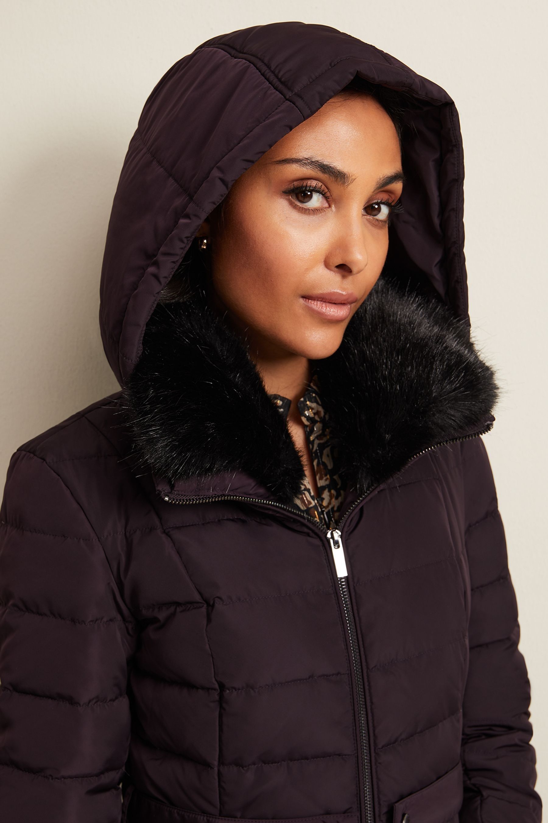 Long burgundy puffer best sale coat