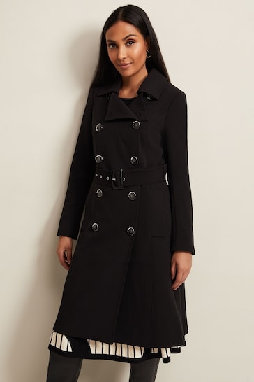 Phase Eight Black Petite Layana Smart Trench Coat