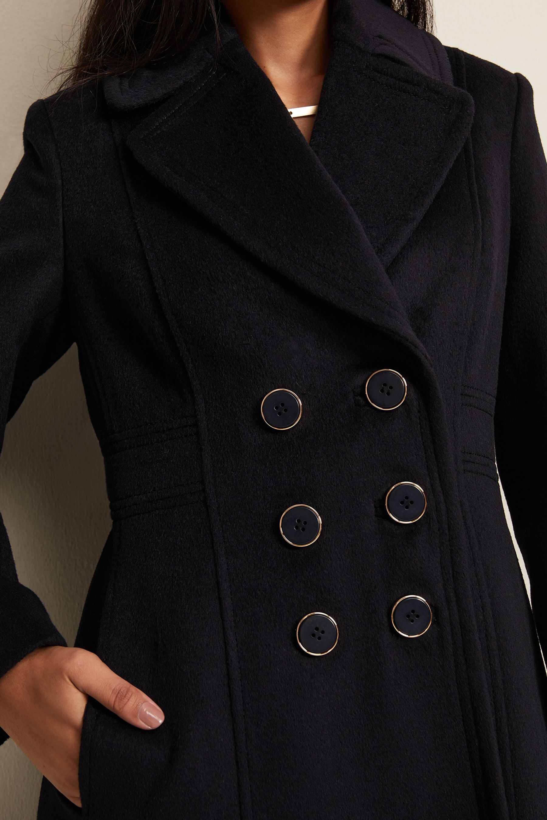 Buy Phase Eight Petite Blue Sandra Wool Fit And Flare Coat from