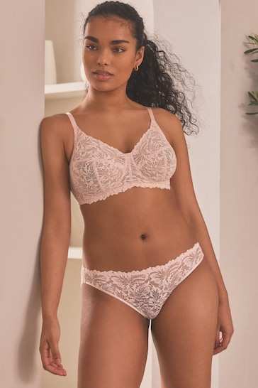 Light Pink Total Support Non Pad Non Wire Full Cup Comfort Lace Bra