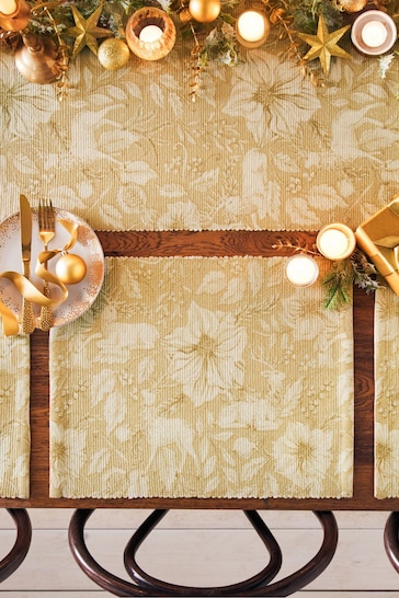Paoletti Gold Stag Christmas Table Runner
