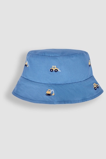 JoJo Maman Bébé Blue Digger Embroidered Twill Sun Hat