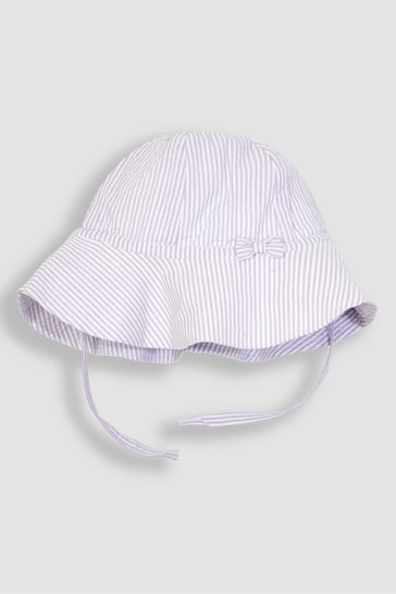 JoJo Maman Bébé Lilac Purple Seersucker Stripe Floppy Sun Hat