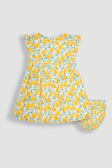 JoJo Maman Bébé White Lemon Bloom Pretty Summer Baby Dress
