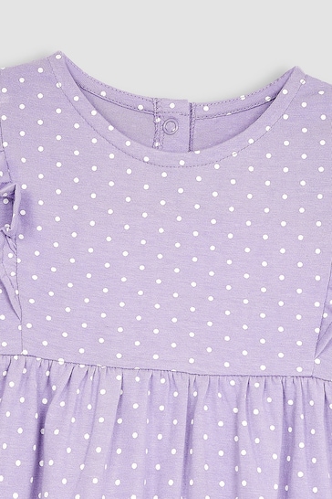 JoJo Maman Bébé Lilac Purple Unicorn Appliqué Frill Shoulder Pretty Summer Jersey Dress