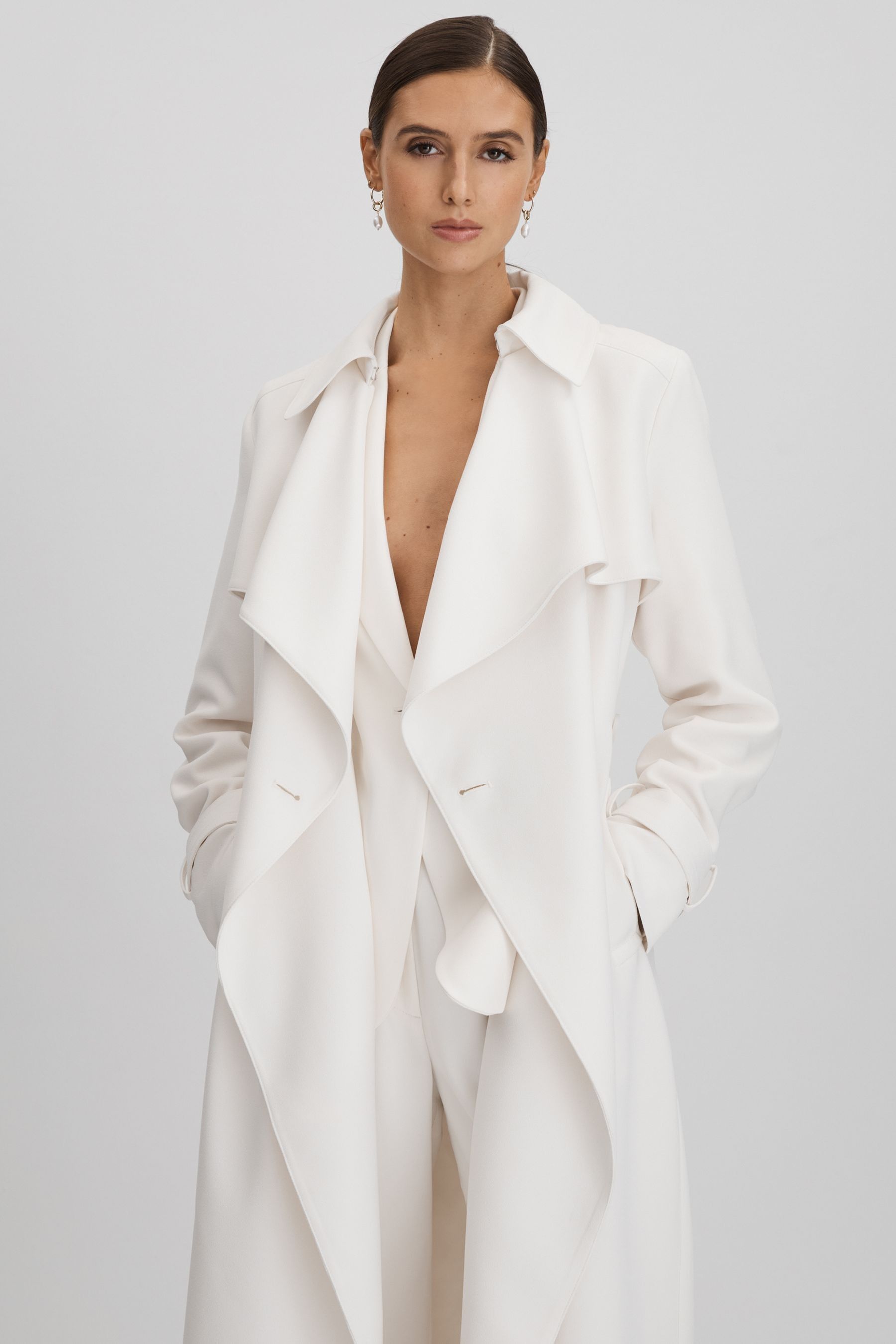 Buy Reiss White Etta Double Breasted Belted Trench Coat from the Next UK online shop