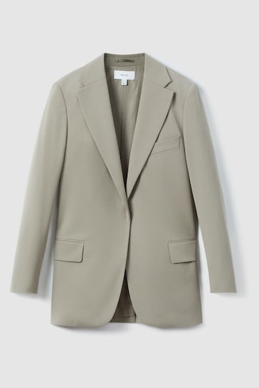 Reiss Green Whitley Wool Blend Single Breasted Suit Blazer