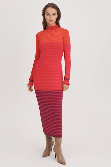 Florere Knitted Striped Midi Dress