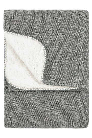 Furn Grey Nurrel Sherpa Knitted Throw