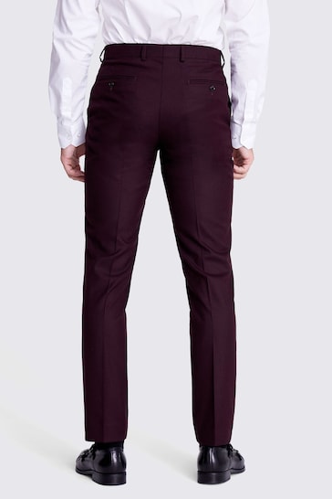 MOSS Red Tailored Fit Claret Flannel Trousers