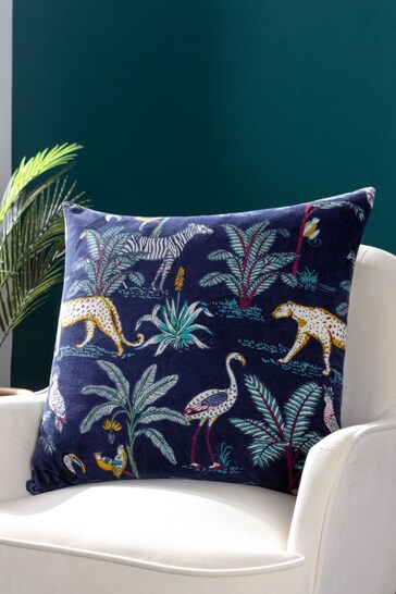 Wylder Tropics Blue Wilds Tropical Cotton Feather Filled Cushion