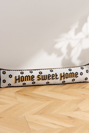 Furn Black Home Sweet Home Mosaic Message Velvet Draught Excluder