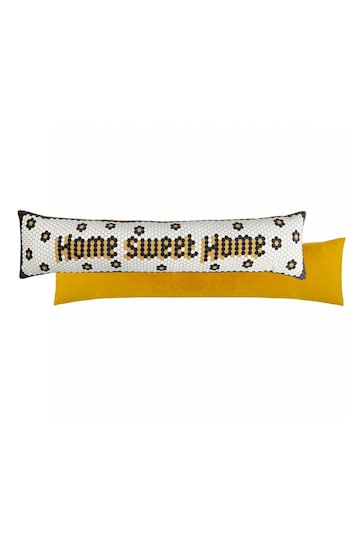 Furn Black Home Sweet Home Mosaic Message Velvet Draught Excluder