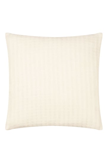 Yard Ecru Cream Hush Cotton Linear Polyester Filled Cushion