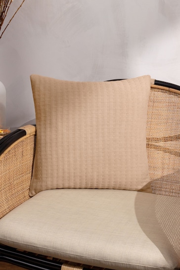 Yard Taupe Brown Hush Cotton Linear Polyester Filled Cushion