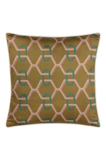 Paoletti Bronze Carnaby Chain Geometric Satin Polyester Filled Cushion