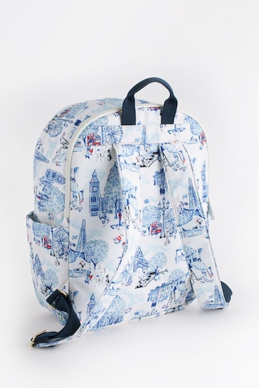 Cath Kidston White/Blue London Print Compact Backpack
