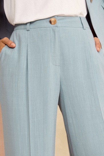 Love & Roses Blue Petite Tailored Wide Leg Trousers With Linen