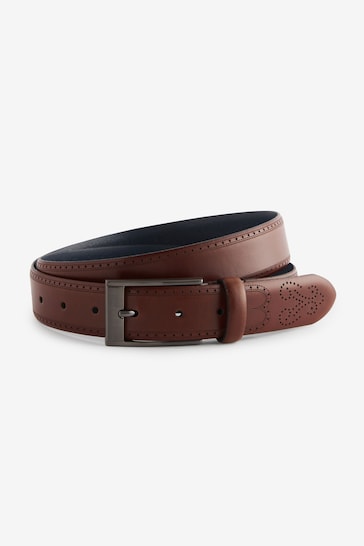 Brown Signature Leather Brogue Belt