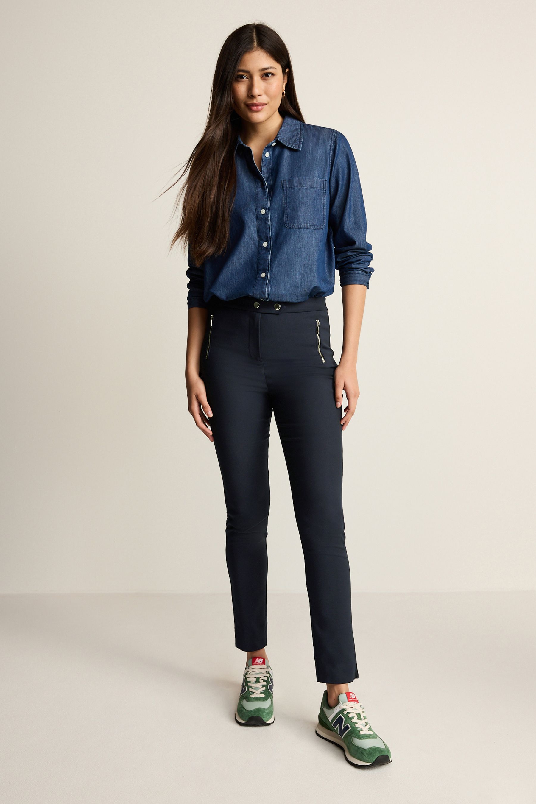 Buy Navy Zipped Detail Skinny Trousers from the Next UK online shop