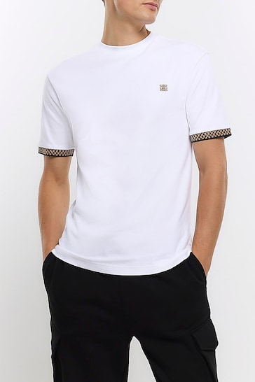 River Island White Muscle Fit Ringer T-Shirt