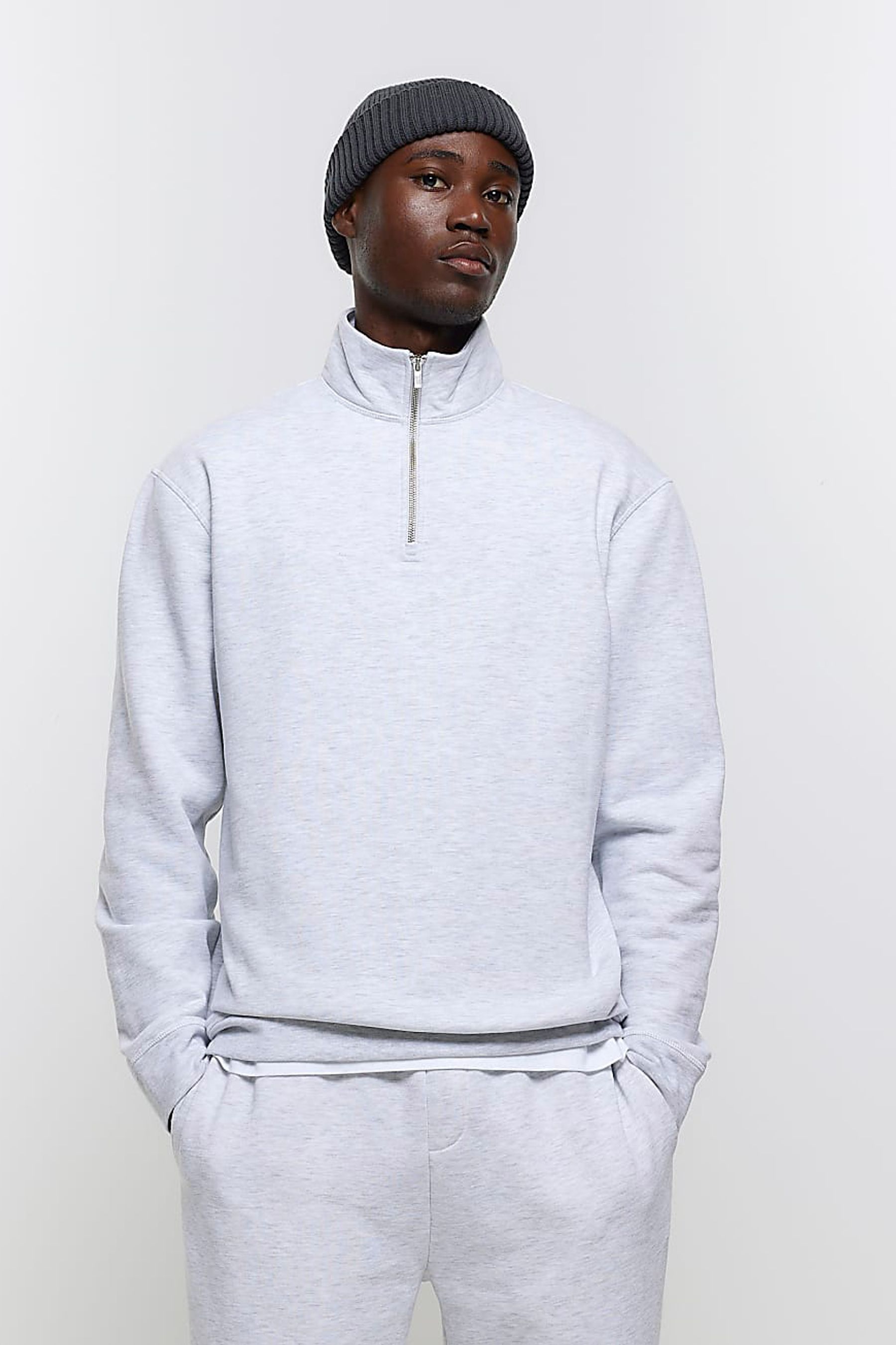 Light grey polo hoodie top