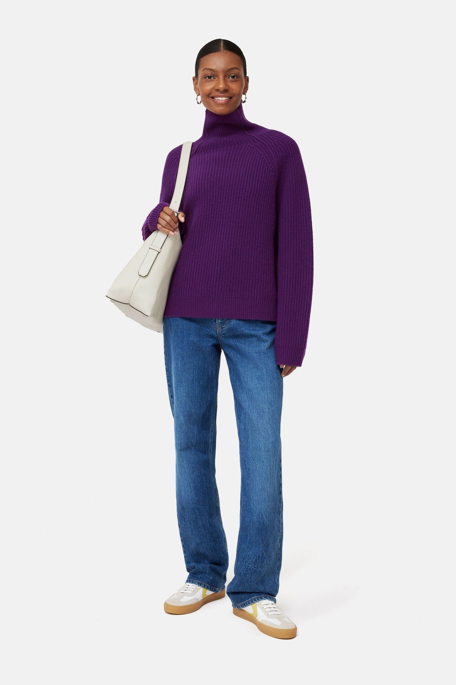 Buy Jigsaw Purple Merino Fishermans Rib Jumper from the Next UK
