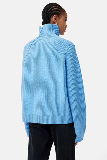 Jigsaw Blue Merino Fishermans Rib Jumper