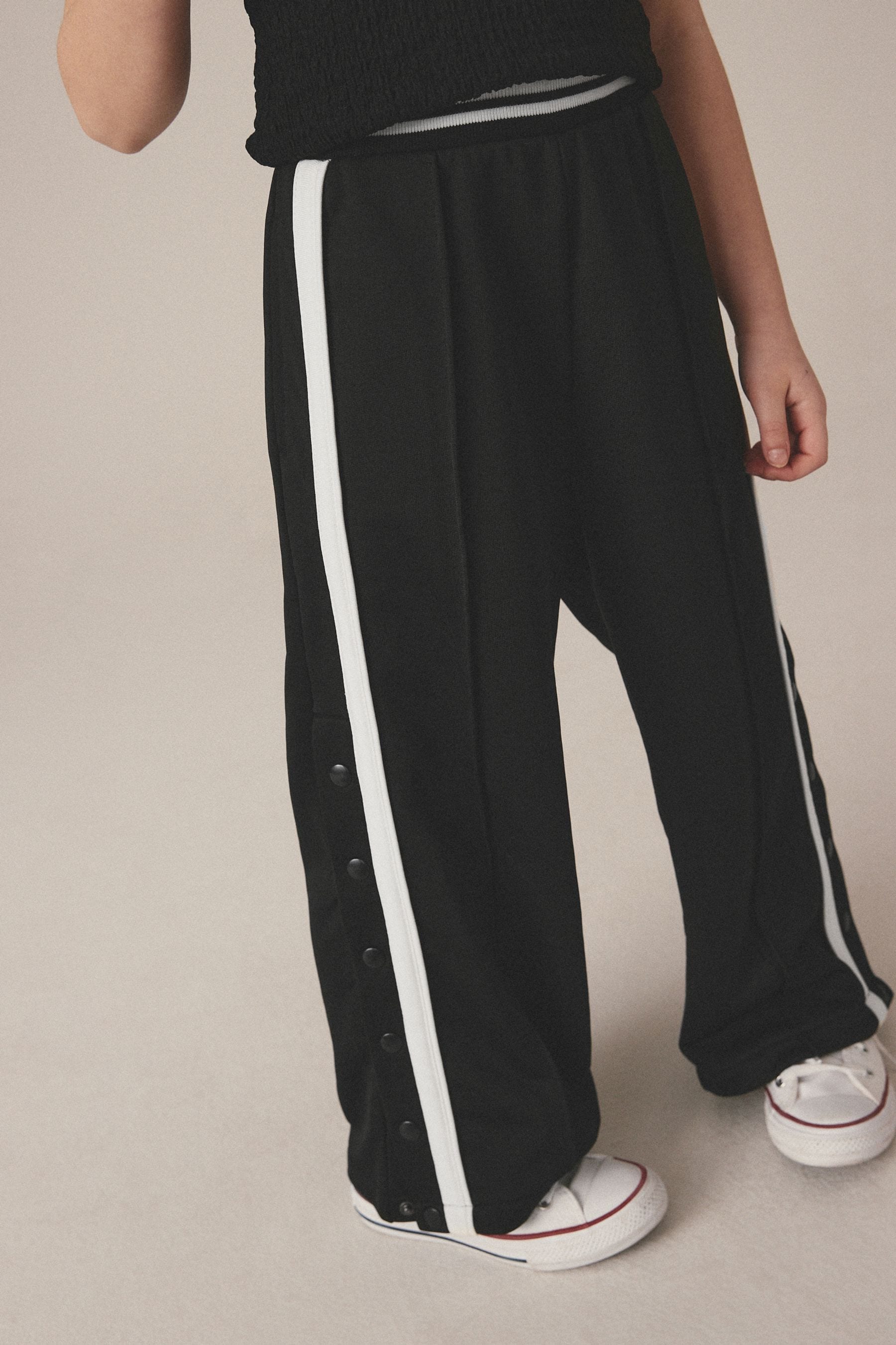 Buy Black Wide Leg Popper Joggers 3 16yrs from the Next UK online shop