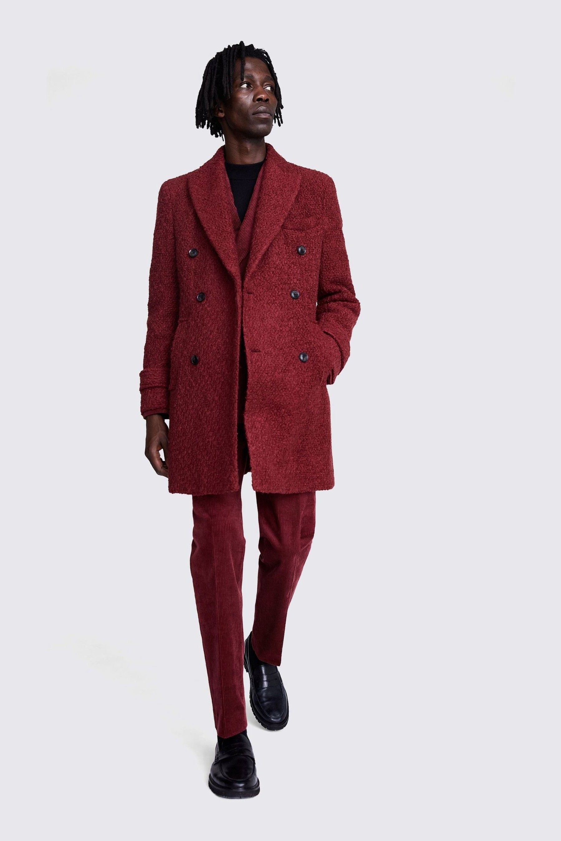 Red boucle clearance coat