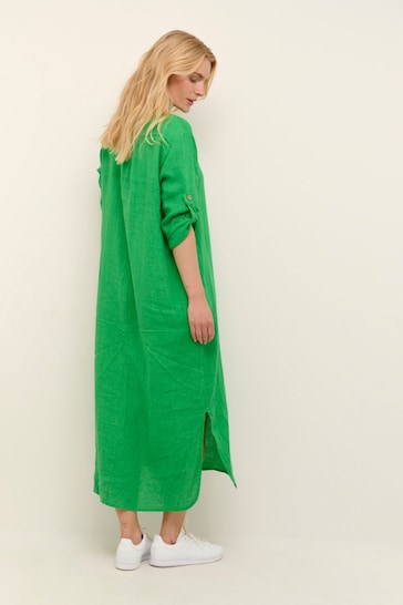 Cream Green Bellis Long Sleeve Maxi Dress